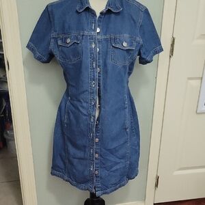 Denim Button-Up Dress Ptp 21, Lenght 34